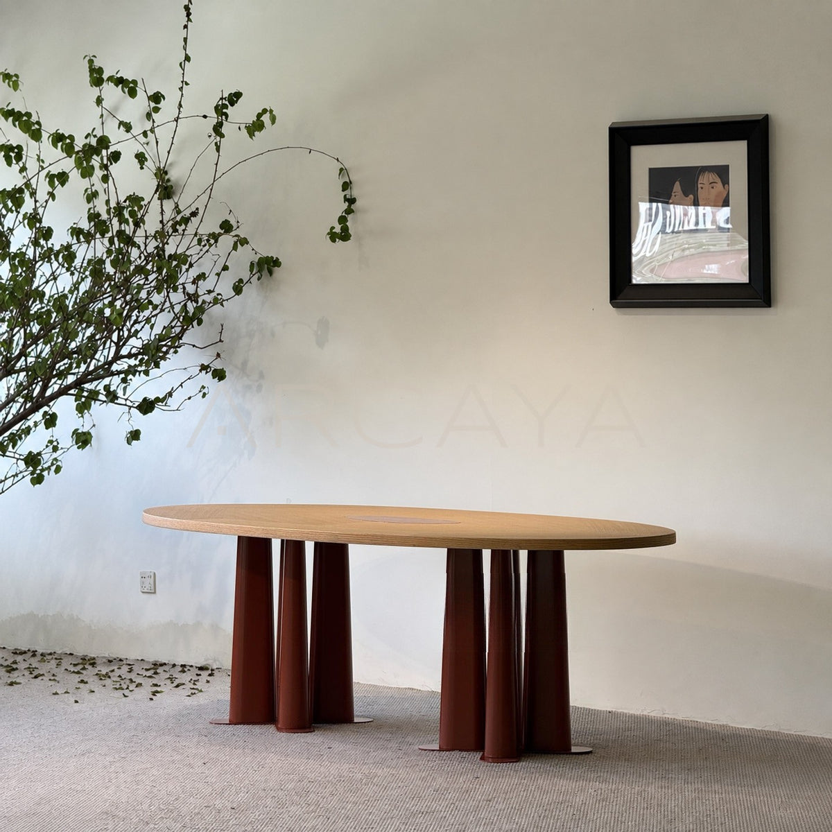 Oriental Metal Wood Stone Dining Table - main