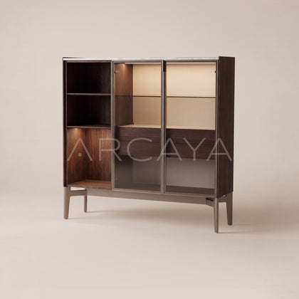 Smoked Wood Glass Display Sideboard - main