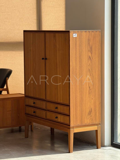 Burmese Teak Tea Room Two Door Cabinet - scene