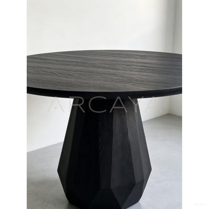 Ash Wood Round Dining Table - scene