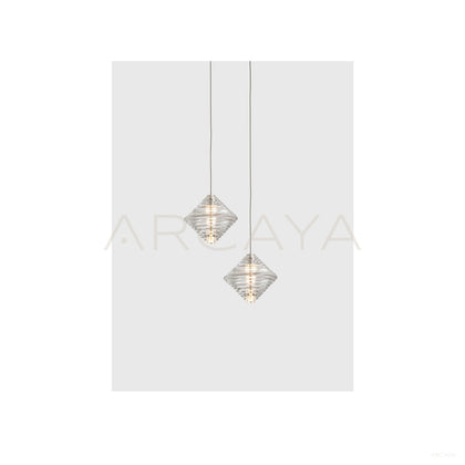 Ribbed Glass Diamond Pendant Light 97177 - scene