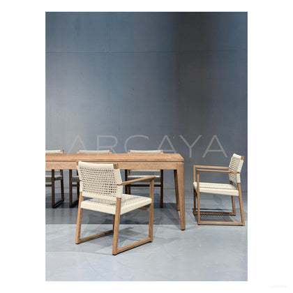 Teak Webbing Outdoor Dining Set - scene