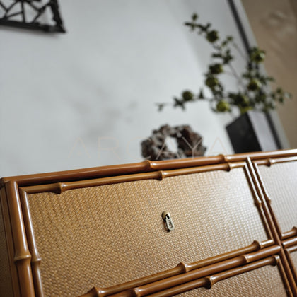 Bamboo Woven Six Drawer Chest - detail