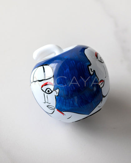 Abstract Face Hand Painted Apple Glass Ornament - scene