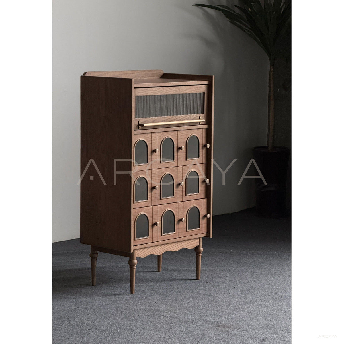 Mid Century Solid Wood Sideboard in detail