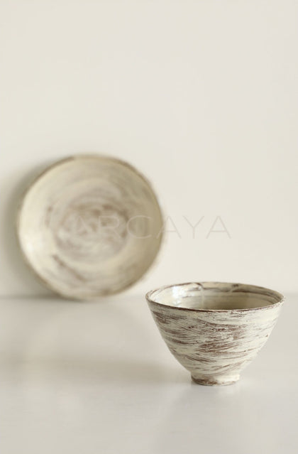 Amu Collab Brushed Ceramic Conical Bowl Plate - scene