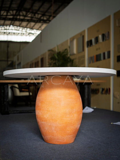 Warm Round Dining Table - scene
