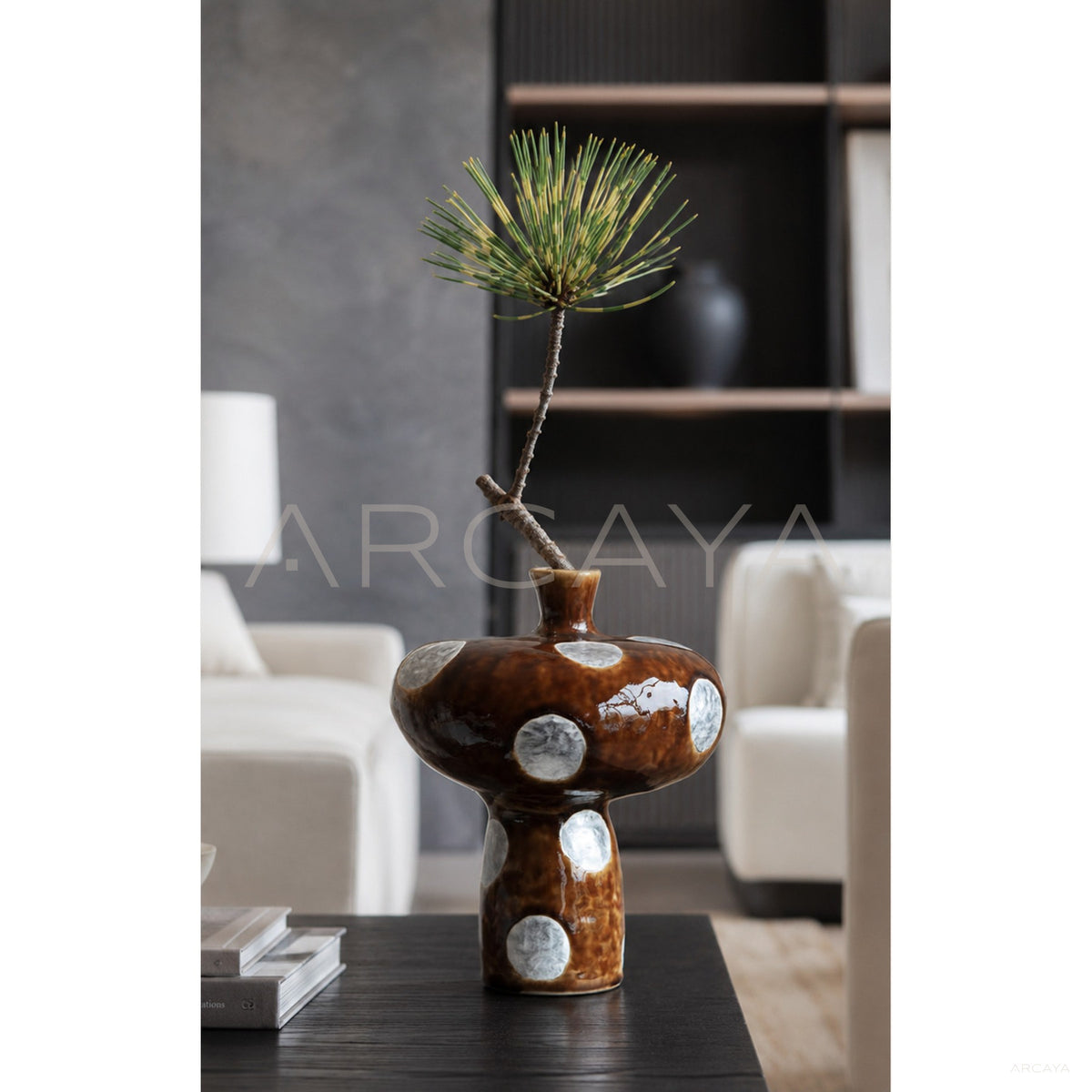 Mushroom Art Ceramic Vase in detail
