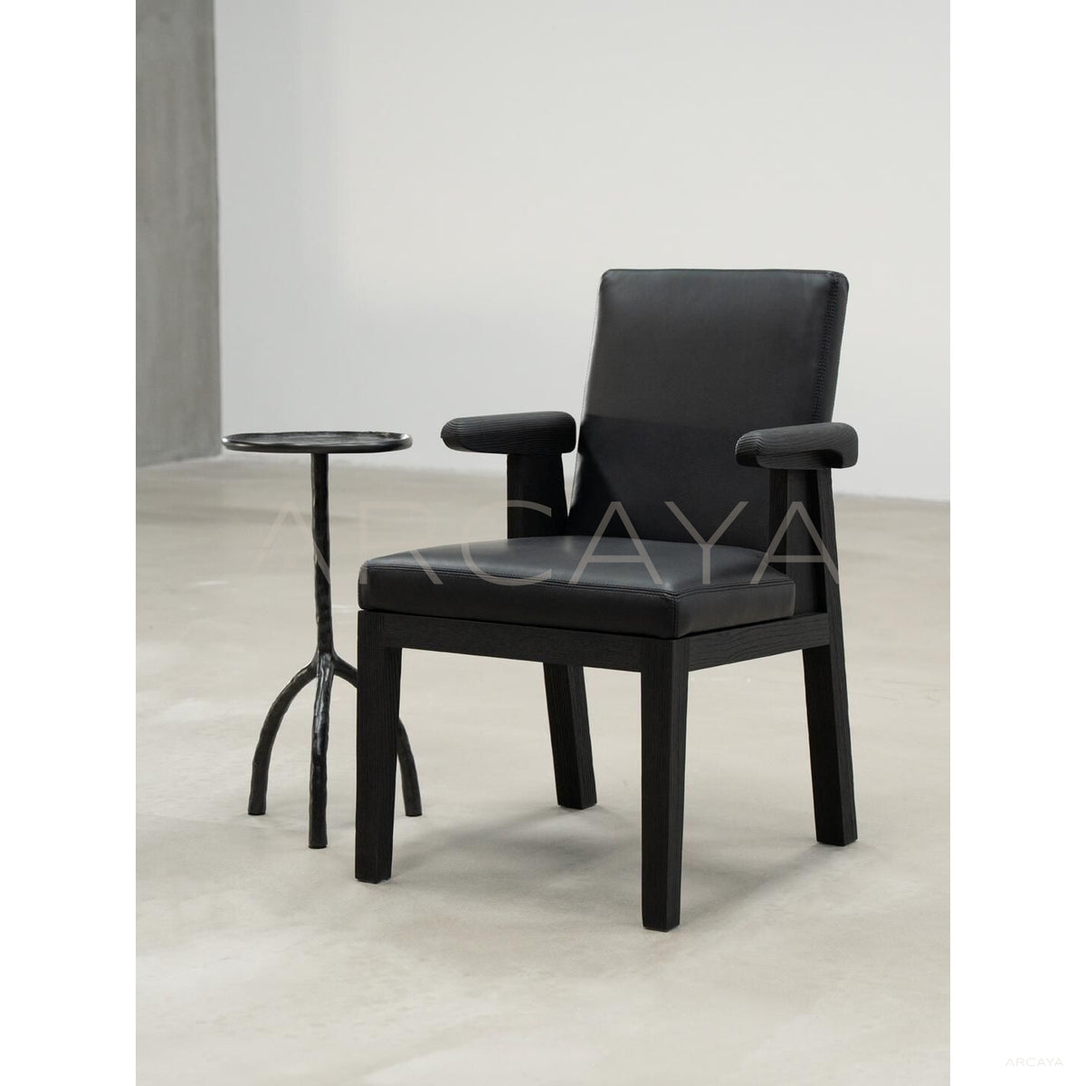 Hector Brushed Wood Grain Dining Chair in detail