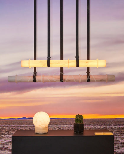Linear Stone Bamboo Joint Pendant Light 96363 - scene