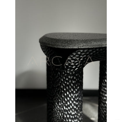 Volcanic Stone Sculptural Side Table - scene