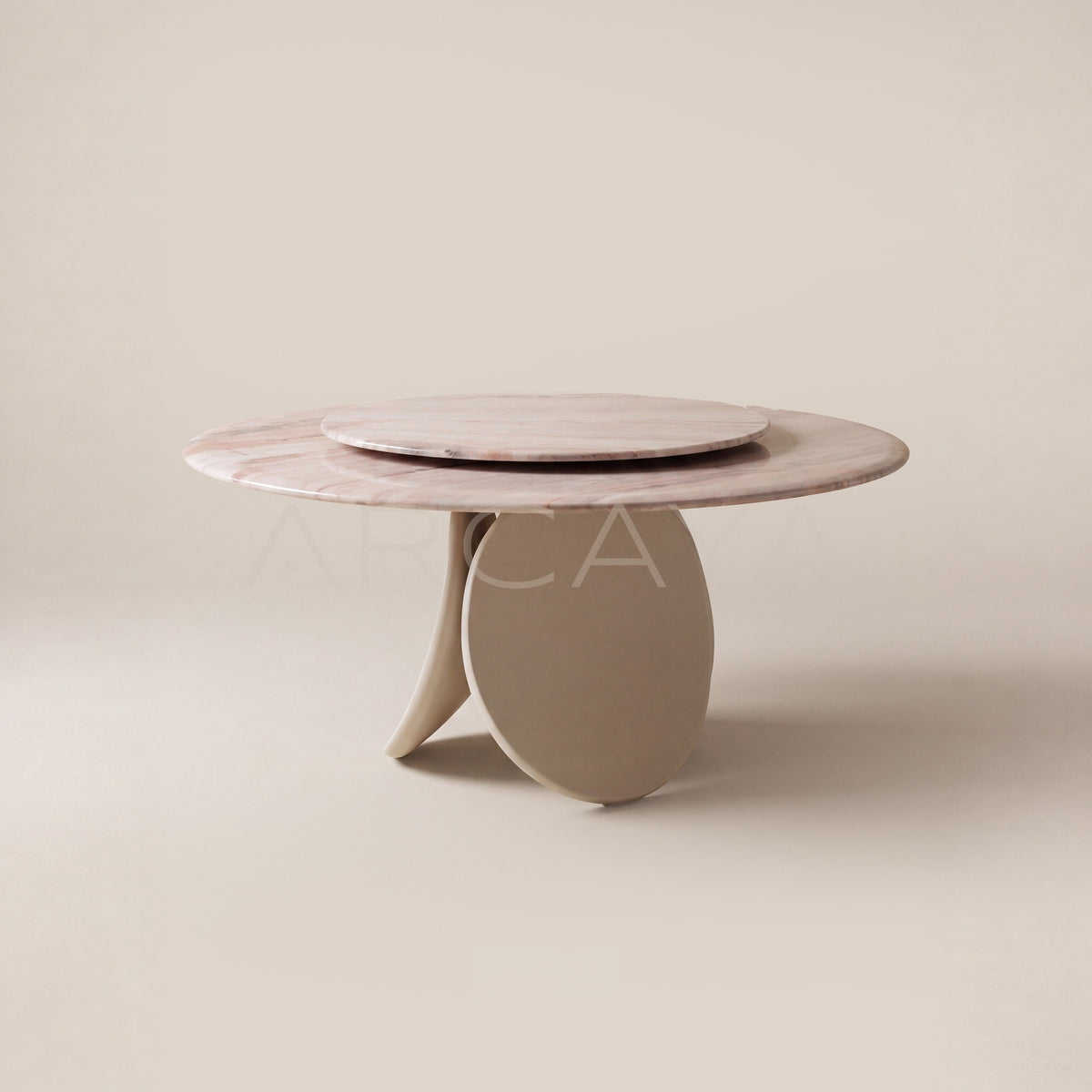 Double Leaf Base Pink Stone Round Table - main