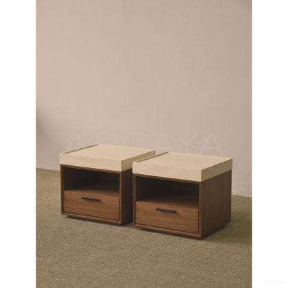 Walnut Veneer Nightstand - scene