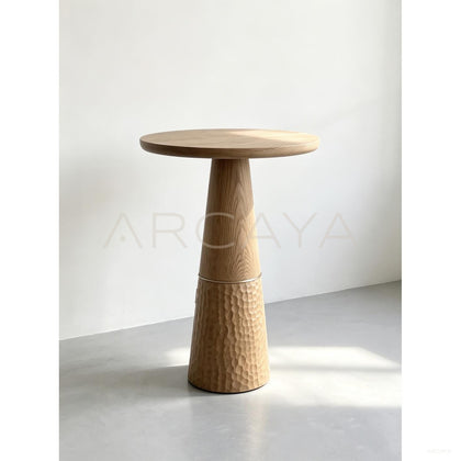 Ash Wood Hammered Side Table - scene