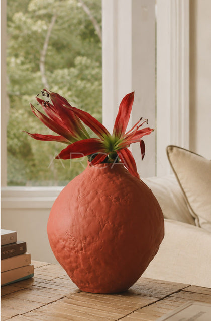 Vintage Red Clay Hand Pinched Vase - scene
