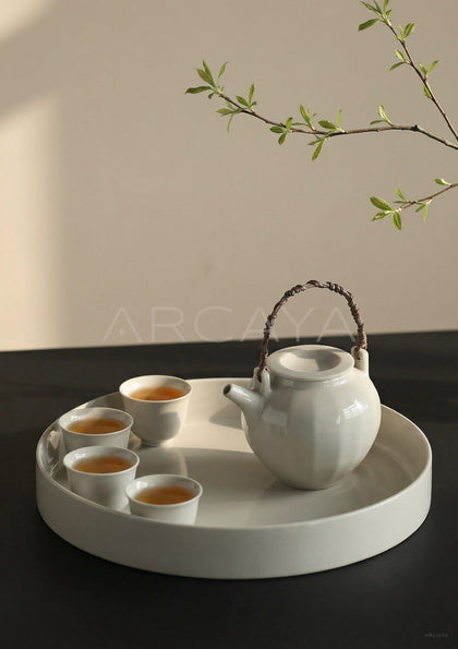 Sunxun Collab White Porcelain Loop Handle Teapot Set - scene