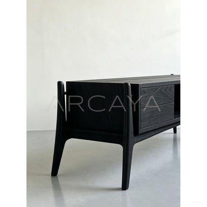 Minimalist Black Ash Tv Stand - scene