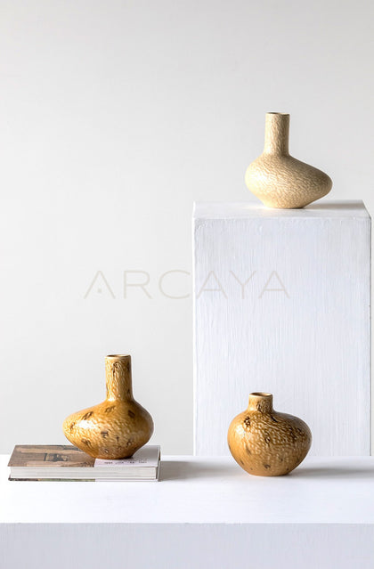 Wabi Sabi Ochre Textured Ceramic Vase - scene
