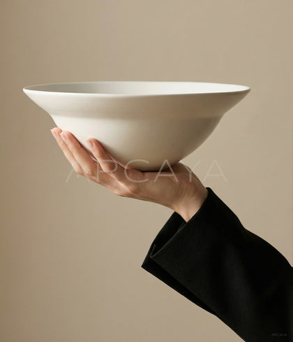 Sunxun Collab Plain White Porcelain Flared Bowl - scene
