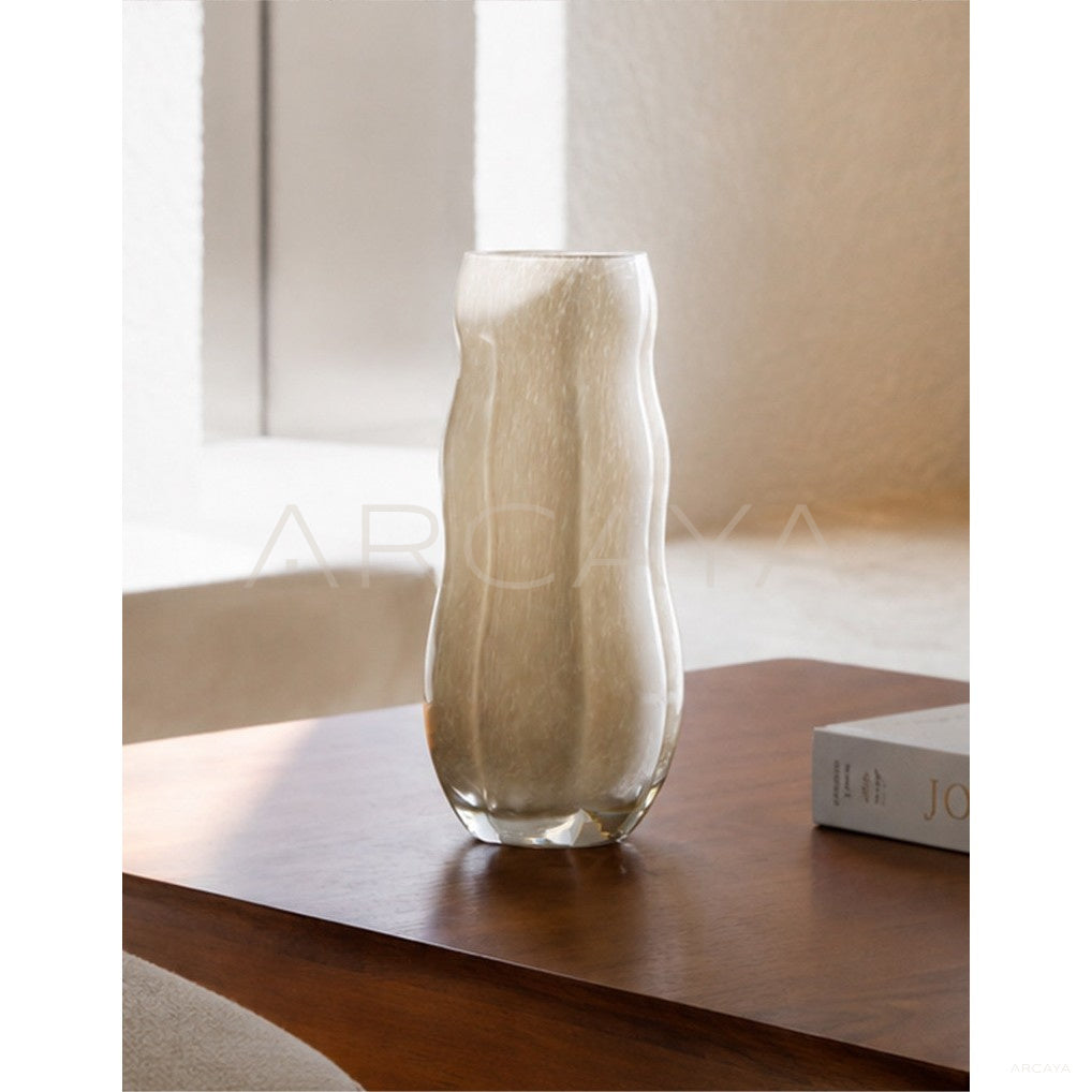 Handmade Pleated Glass Vase in detail