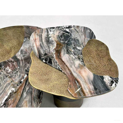 Aston Gilded Hand Forged Metal Marble Side Table - scene