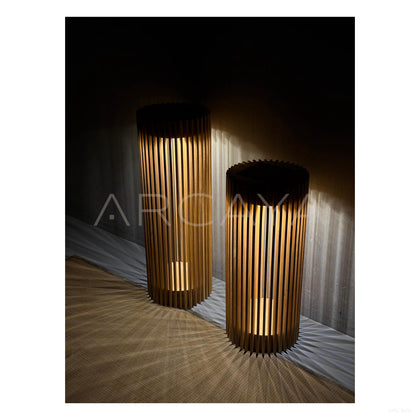 Porto Teak Round Solar Lantern - scene