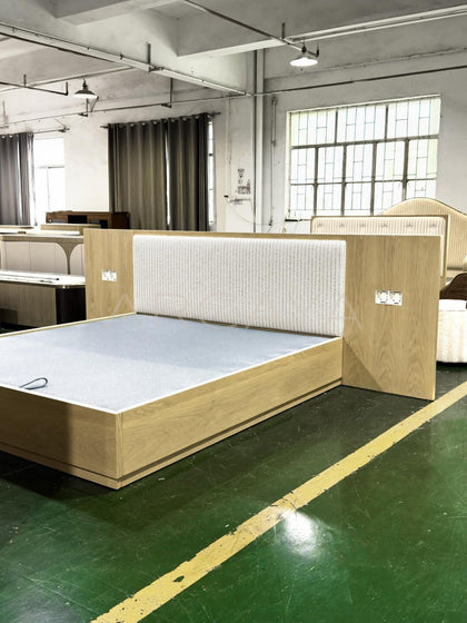 Solid Wood Floating Headboard Bed - scene
