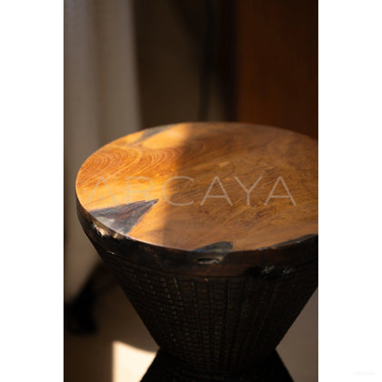 Hourglass Teak Stool - scene