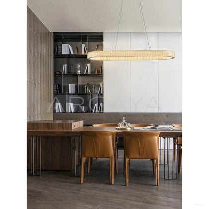 Oval Textured Gold Ring Linear Pendant Light 60188 - scene