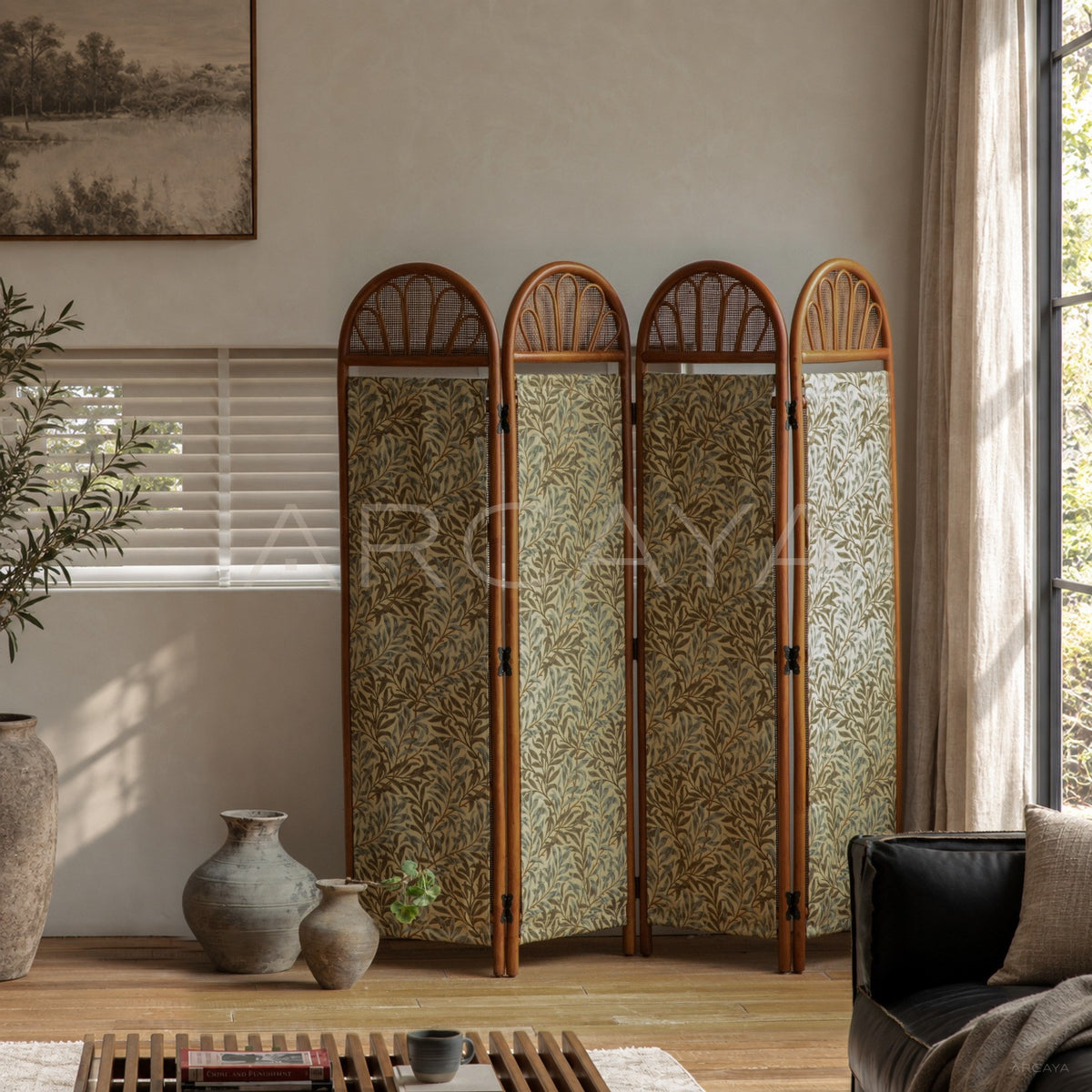Cinematic Rattan Folding Screen - main