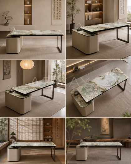 Daze Fendi Jade Stone Tea Table With Cabinet - scene