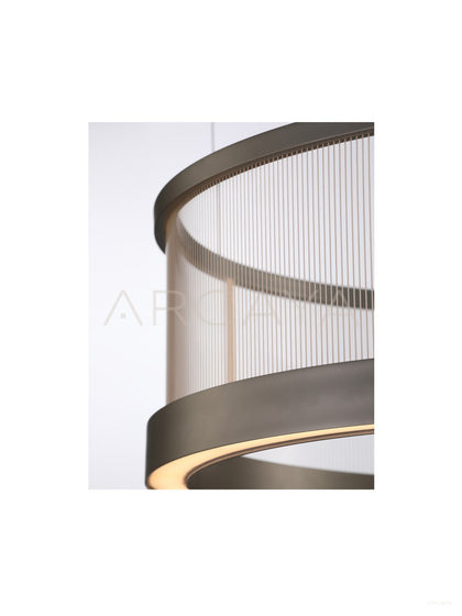 Black Frame Ribbed Glass Ring Pendant Light 97077 - scene