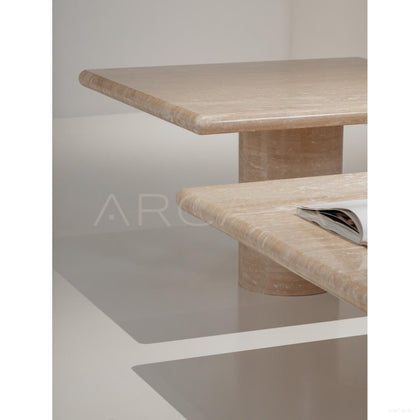 Yuexin Travertine Coffee Table - scene