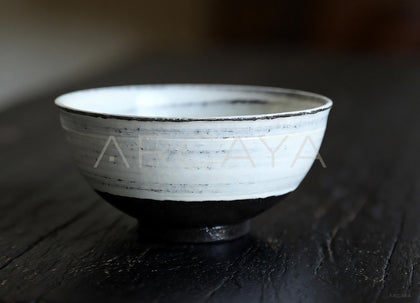 Sunxun Collab White Swirl Stoneware Conical Bowl - scene