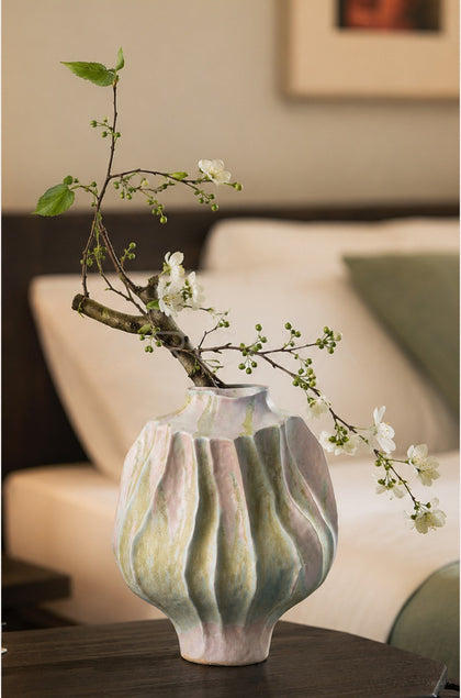 Handmade Pleated Ceramic Vase - scene