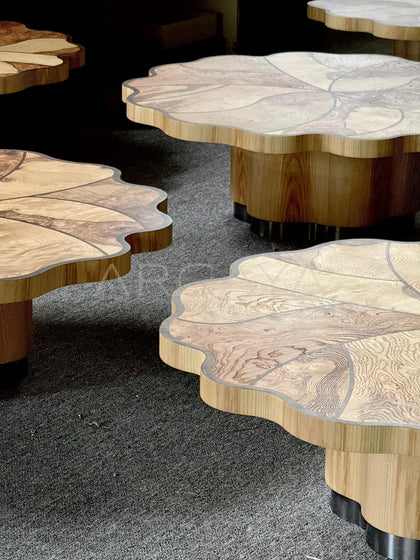 Lotus Leaf Solid Wood Coffee Table - scene