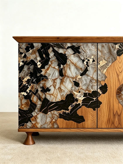 Solid Wood Inlaid Sideboard - detail