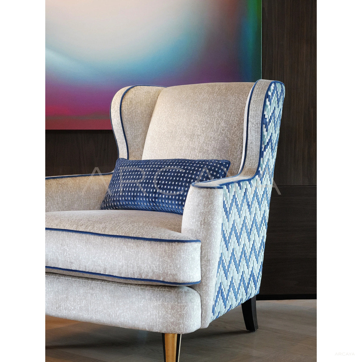 Geometric Textured Art Single Chair in detail