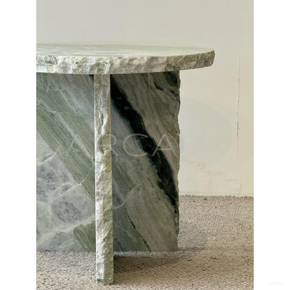 Custom Green Marble Live Edge Piece — Side Table - scene