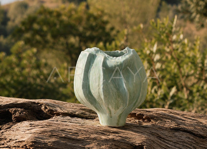 Hand Sculpted Multi Edge Stoneware Vase - scene