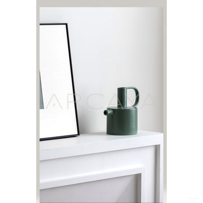 Minimalist Geometric Dark Green Ceramic Vase - scene