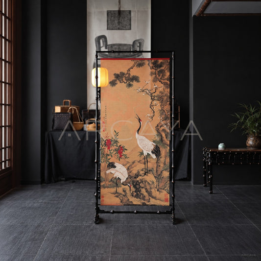 Double Crane Double Sided Table Screen - scene