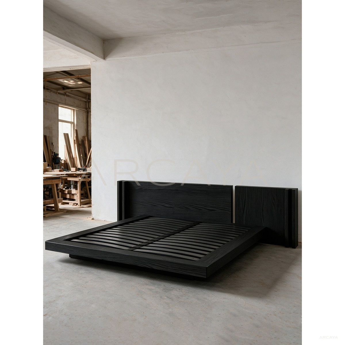 Yamato Minimalist Solid Wood Bed in detail