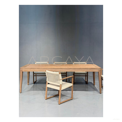 Teak Webbing Outdoor Dining Set - scene