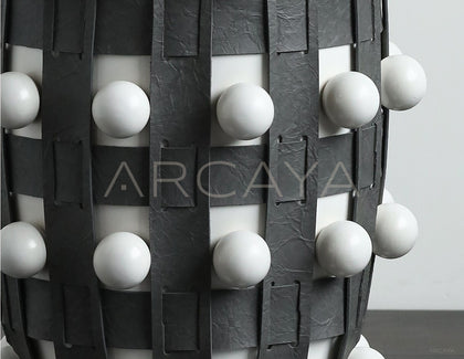 Brown White Textured Art Drum Stool - scene