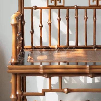 Fretwork Low Back Bamboo Armchair - detail