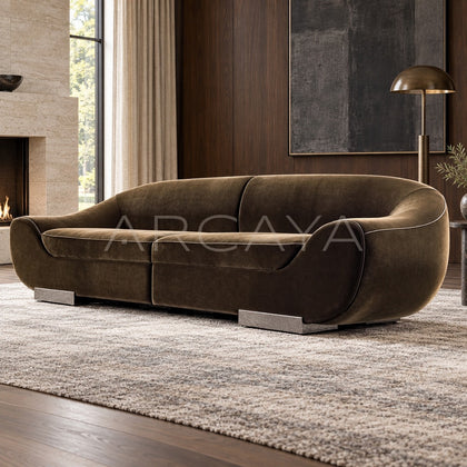 Vintage Velvet Curved Sofa - main