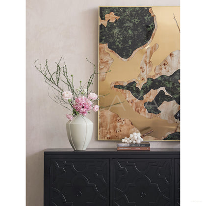 Mid Century Four Sided Ceramic Vase - scene