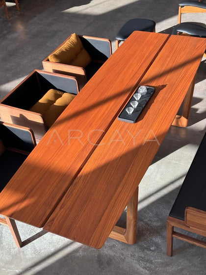 Burmese Teak Tongzhou Long Dining Table - detail