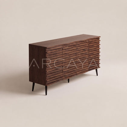 Mid Century Walnut Louver Multi Drawer Entryway Cabinet - main